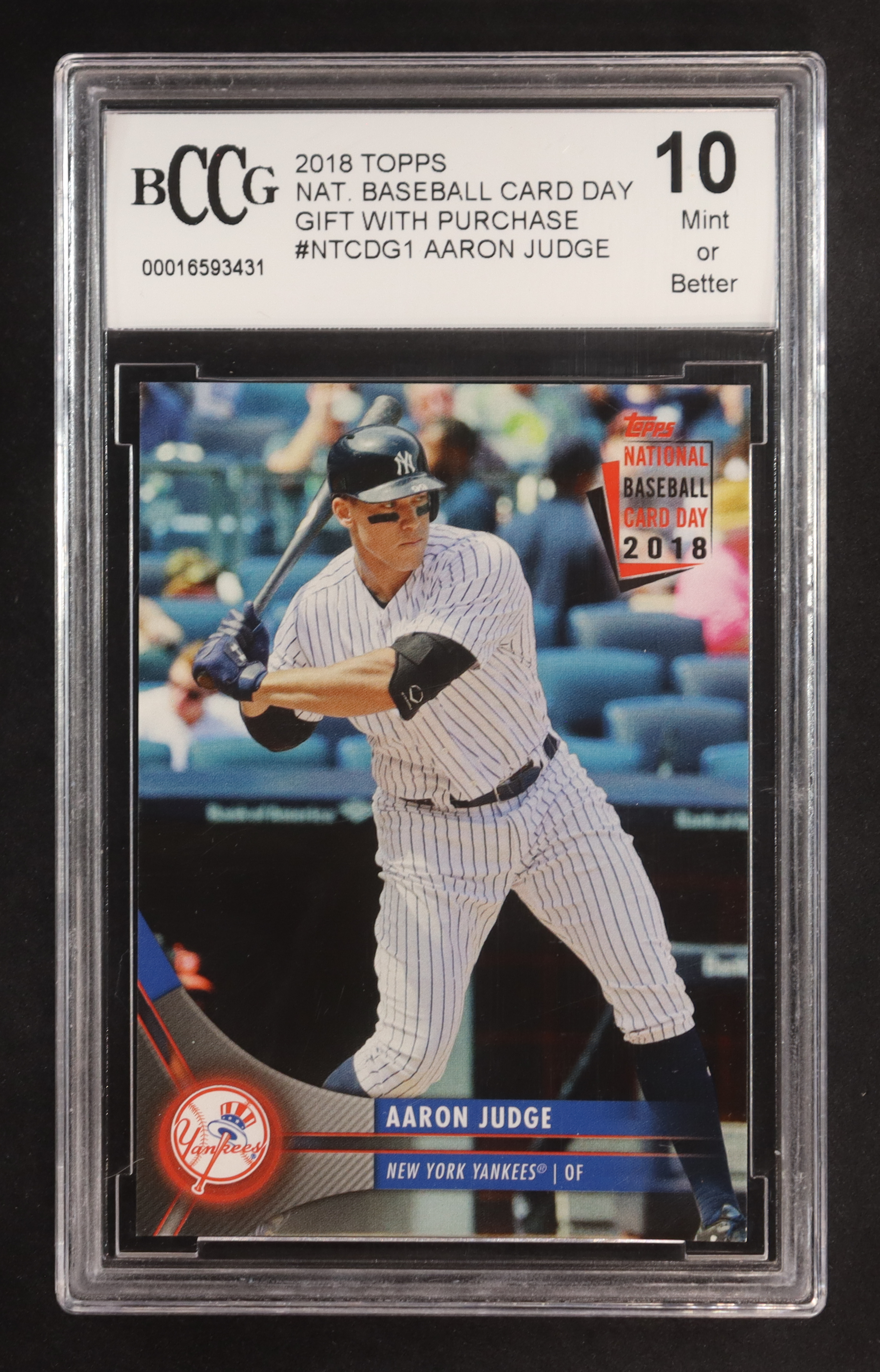 Aaron Judge 2018 Topps National Baseball Card Day Gift with Purchase #NTCDG1 (BDDG 10) at PristineAuction.com Aaron Judge 2018 Topps National Baseball Card Day Gift with Purchase #NTCDG1 (BDDG 10) at PristineAuction.com