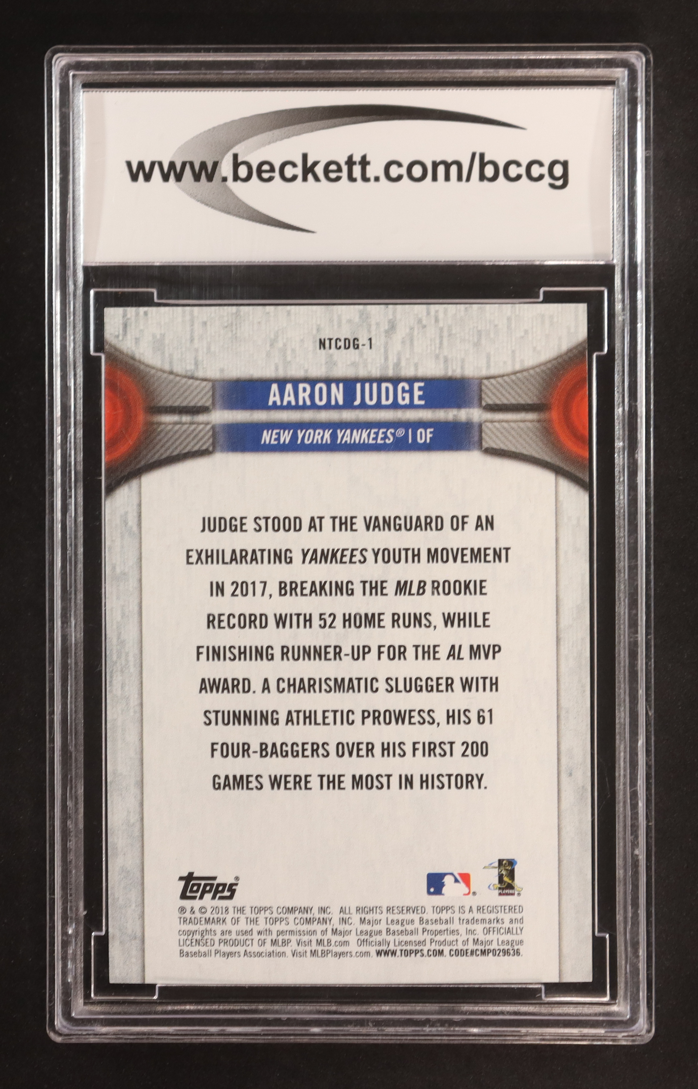 Aaron Judge 2018 Topps National Baseball Card Day Gift with Purchase #NTCDG1 (BDDG 10) at PristineAuction.com Aaron Judge 2018 Topps National Baseball Card Day Gift with Purchase #NTCDG1 (BDDG 10) at PristineAuction.com