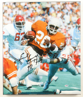 Earl Campbell Signed Texas Longhorns 20x24 Canvas Print Inscribed "HT 77" (PSA) at PristineAuction.com