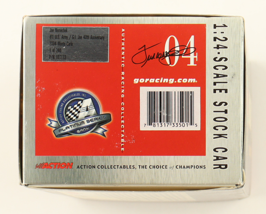 Joe Nemechek Signed LE NASCAR #1 U.S. Army / G.I. Joe 40th Anniversary 2004 Monte Carlo - 1:24 Premium Diecast Car (Beckett) at PristineAuction.com Joe Nemechek Signed LE NASCAR #1 U.S. Army / G.I. Joe 40th Anniversary 2004 Monte Carlo - 1:24 Premium Diecast Car (Beckett) at PristineAuction.com