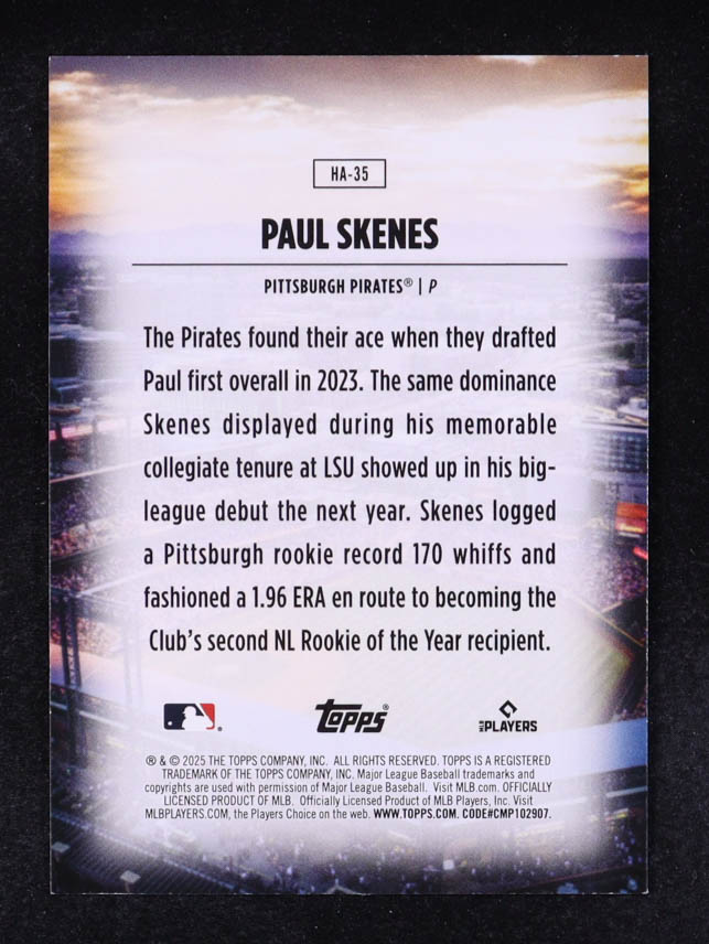 Paul Skenes 2025 Topps Home Field Advantage #HA35 at PristineAuction.com Paul Skenes 2025 Topps Home Field Advantage #HA35 at PristineAuction.com