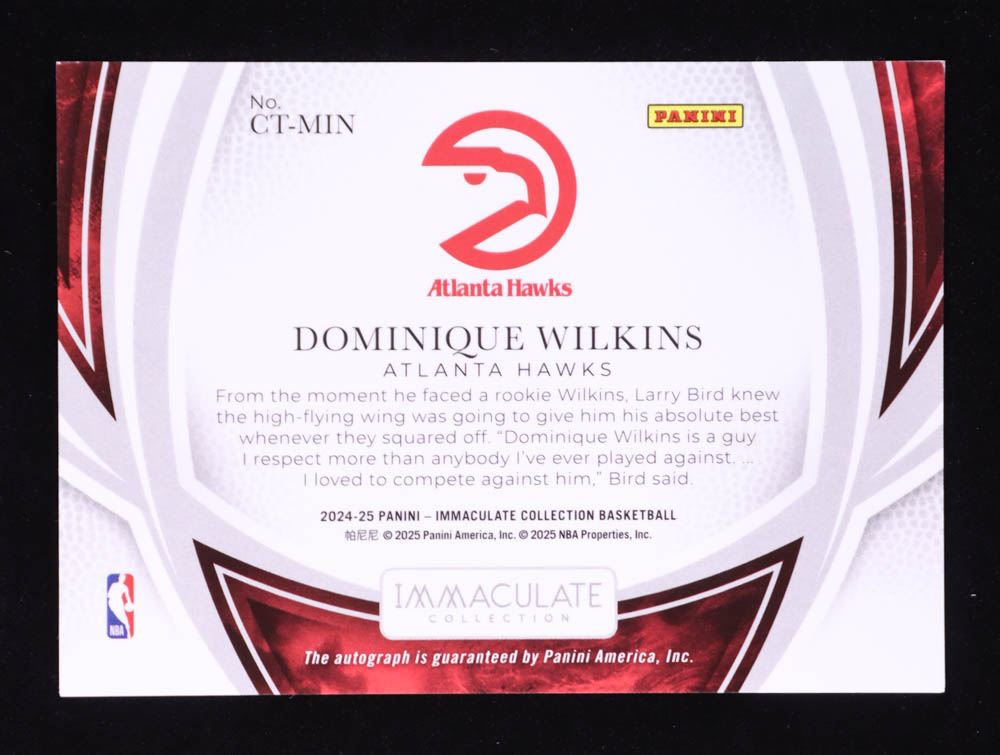 Dominique Wilkins 2024-25 Immaculate Collection Clutch Time Signatures #18 #36/99 at PristineAuction.com Dominique Wilkins 2024-25 Immaculate Collection Clutch Time Signatures #18 #36/99 at PristineAuction.com