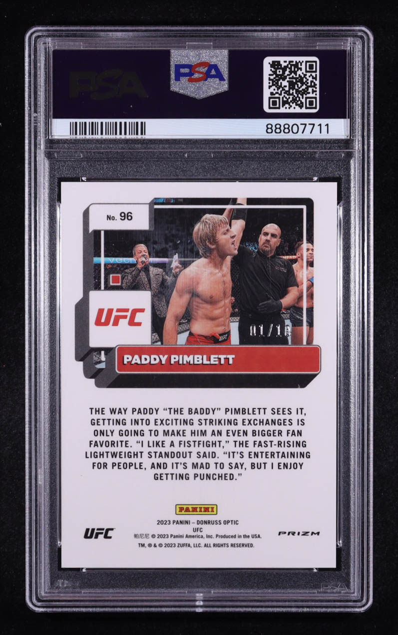 Paddy Pimblett 2023 Donruss Optic UFC Gold #96 #01/10 (PSA 9) at PristineAuction.com Paddy Pimblett 2023 Donruss Optic UFC Gold #96 #01/10 (PSA 9) at PristineAuction.com