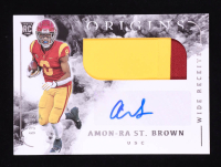 Amon-Ra St. Brown 2021 Panini Chronicles Draft Picks Origins Rookie Jumbo Patch Autographs #39 RC #63/99 at PristineAuction.com