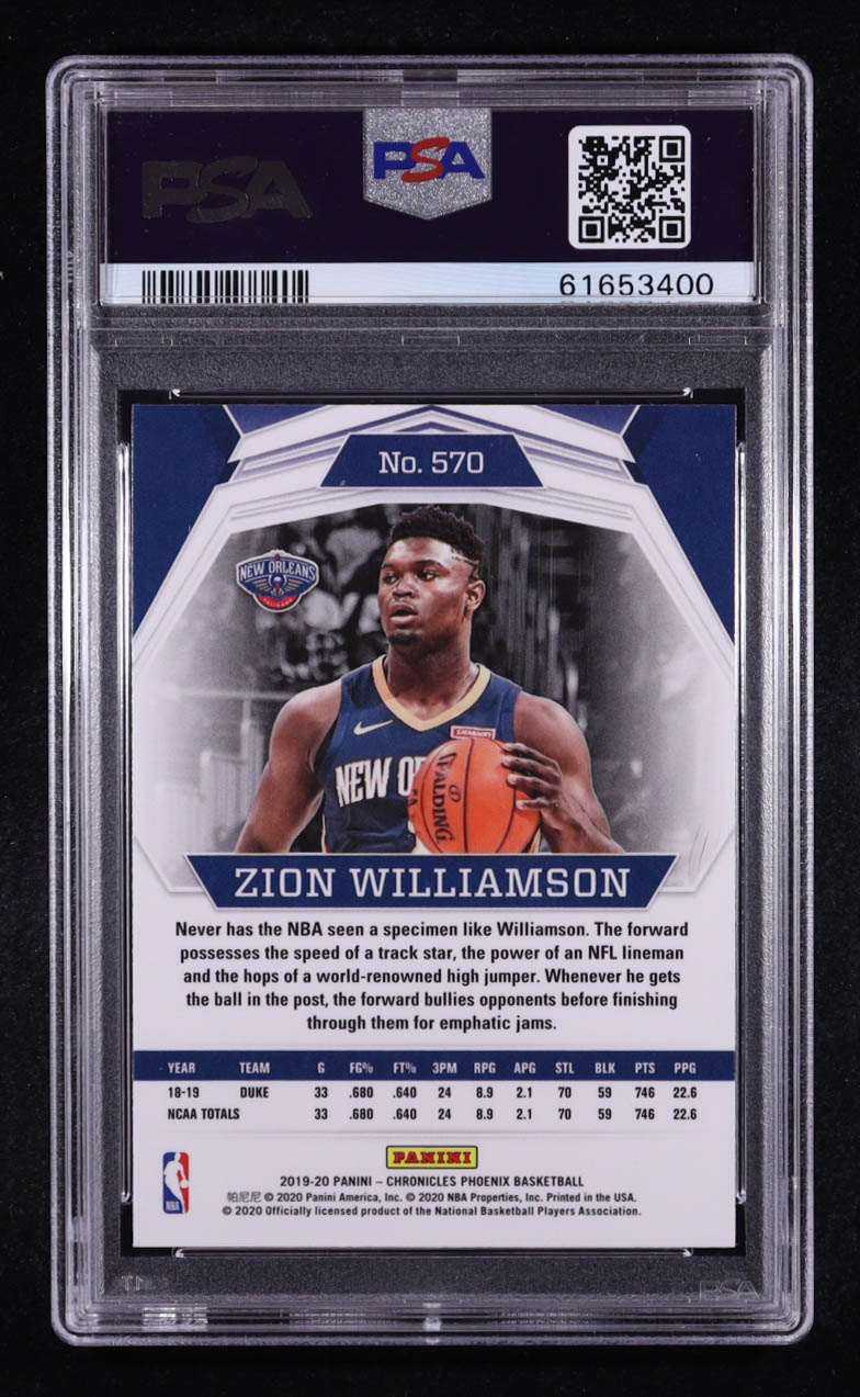 Zion Williamson 2019-20 Panini Chronicles #570 Phoenix RC (PSA 10) at PristineAuction.com Zion Williamson 2019-20 Panini Chronicles #570 Phoenix RC (PSA 10) at PristineAuction.com