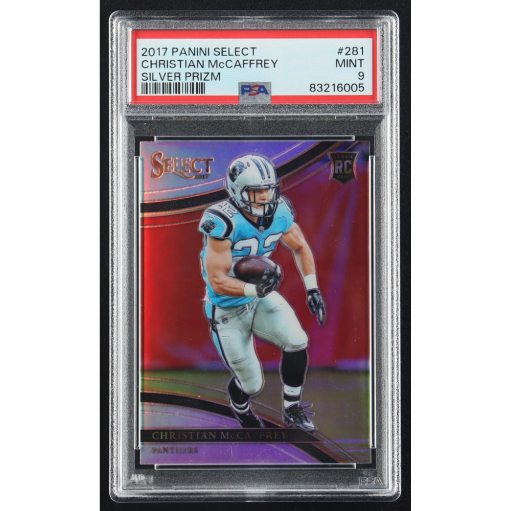 Christian McCaffrey 2017 Panini Select Silver Prizm #281 RC (PSA 9) at PristineAuction.com