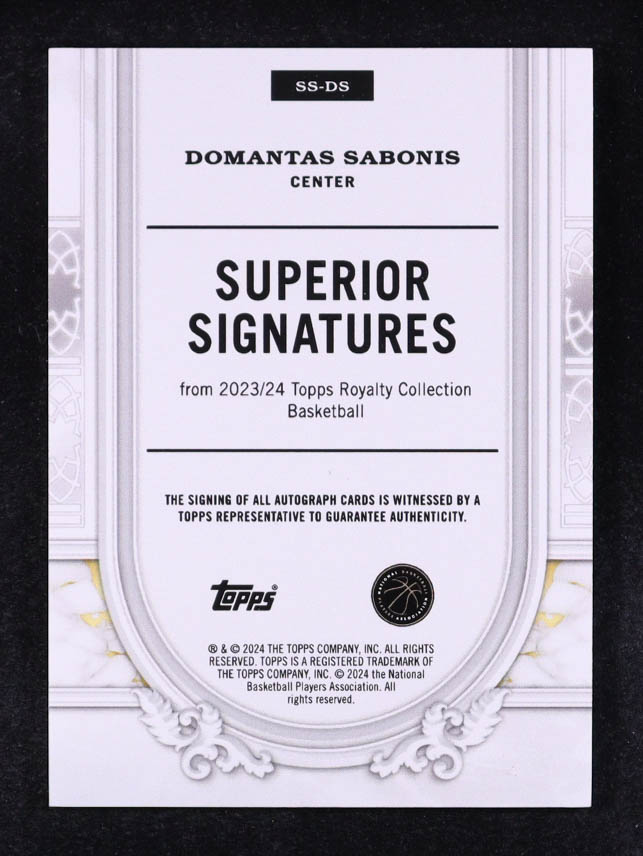 Domantas Sabonis 2023-24 Topps Royalty Superior Signatures #SSDS #24/99 at PristineAuction.com Domantas Sabonis 2023-24 Topps Royalty Superior Signatures #SSDS #24/99 at PristineAuction.com