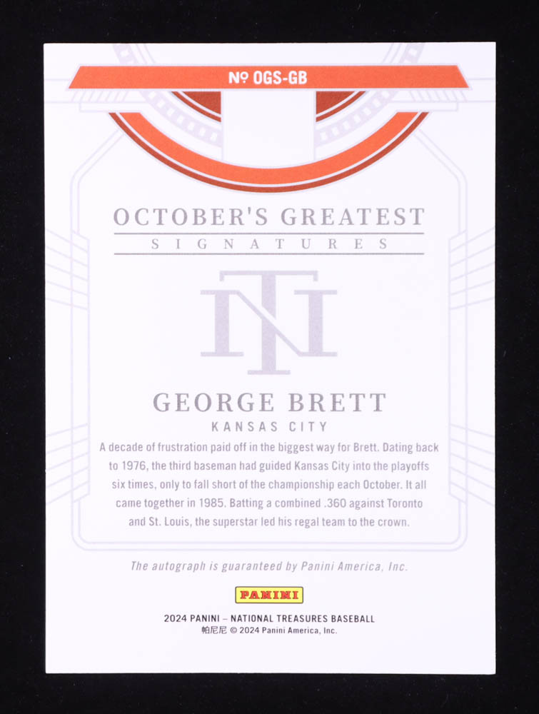 George Brett 2024 Panini National Treasures October's Greatest Signatures #7 #04/25 at PristineAuction.com George Brett 2024 Panini National Treasures October's Greatest Signatures #7 #04/25 at PristineAuction.com