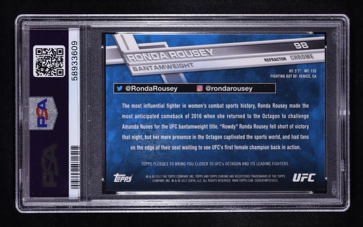 Ronda Rousey 2017 Topps Chrome UFC Refractors #98 (PSA 9) at PristineAuction.com Ronda Rousey 2017 Topps Chrome UFC Refractors #98 (PSA 9) at PristineAuction.com