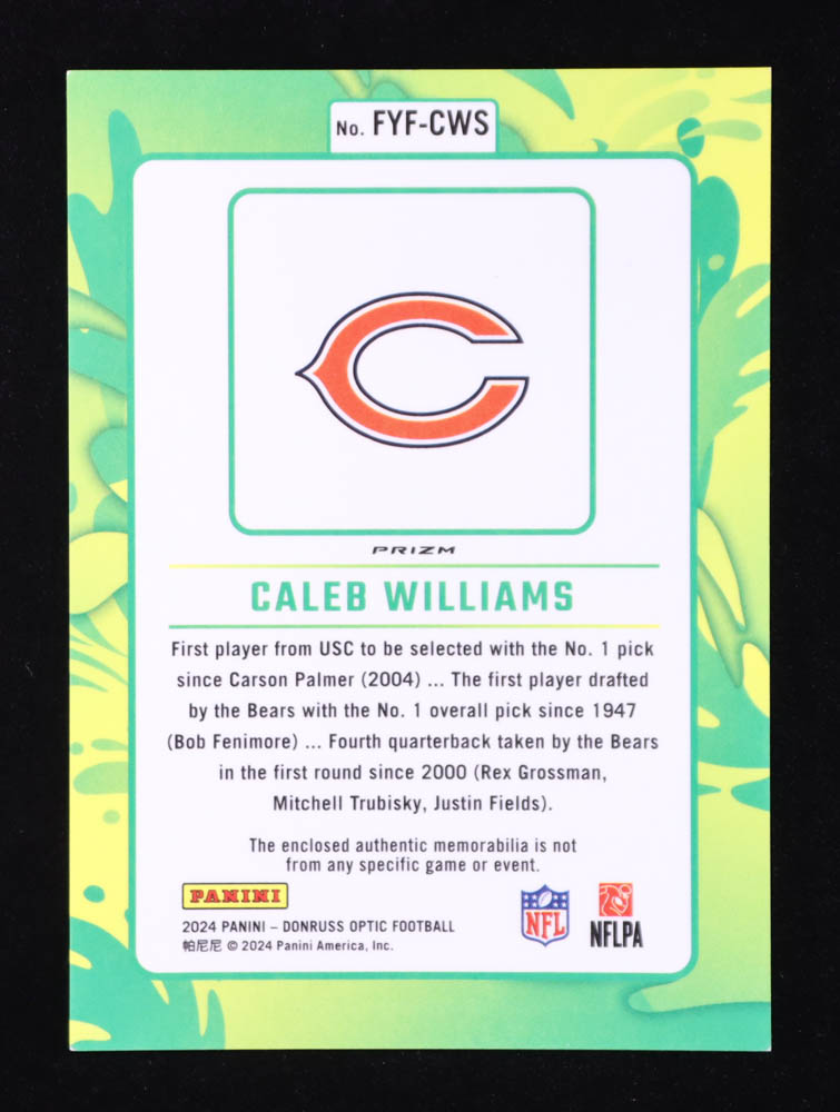 Caleb Williams 2024 Donruss Optic First Year Fresh Jerseys Blue Hyper #1 RC at PristineAuction.com Caleb Williams 2024 Donruss Optic First Year Fresh Jerseys Blue Hyper #1 RC at PristineAuction.com