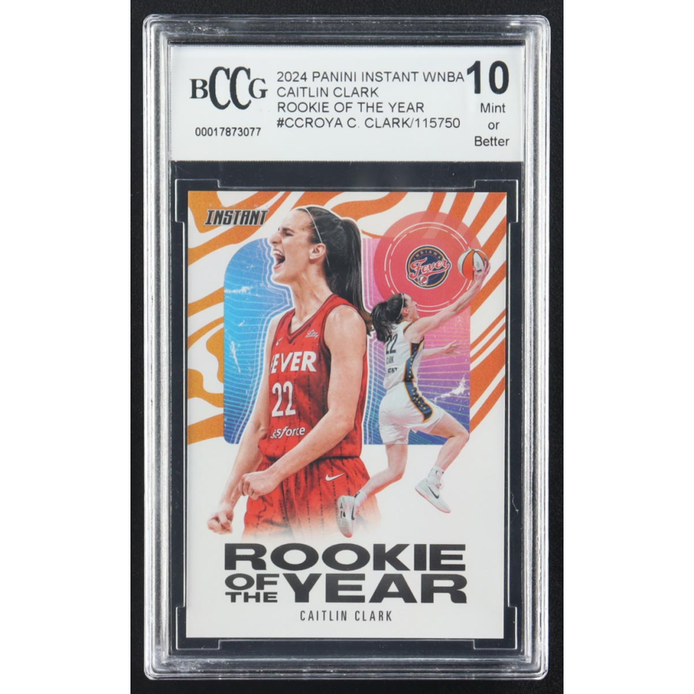Caitlin Clark 2024 Panini Instant WNBA Caitlin Clark Rookie of the Year #CCROY-A RC #1/115750 (BCCG 10) at PristineAuction.com