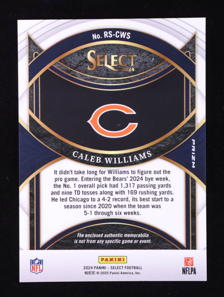 Caleb Williams 2024 Select Rookie Swatches Prizm Red #18 RC at PristineAuction.com Caleb Williams 2024 Select Rookie Swatches Prizm Red #18 RC at PristineAuction.com