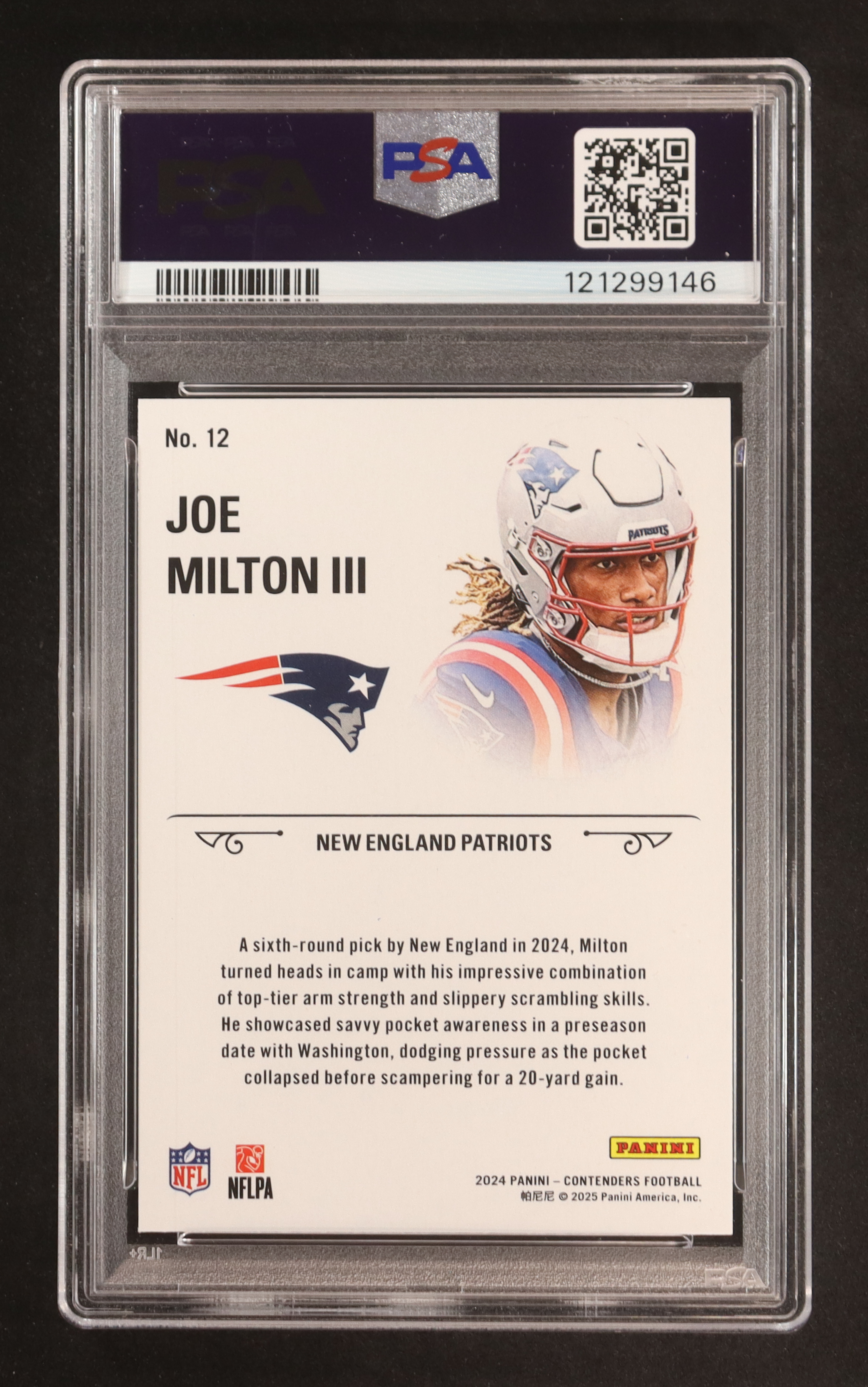 Joe Milton III 2024 Panini Contenders Rookie Stallions Bronze #12 RC (PSA 10) at PristineAuction.com Joe Milton III 2024 Panini Contenders Rookie Stallions Bronze #12 RC (PSA 10) at PristineAuction.com