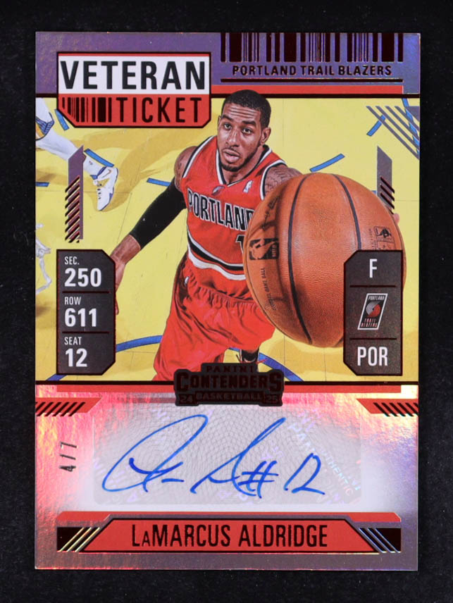 LaMarcus Aldridge 2024-25 Panini Silhouette Veteran Season Ticket Autographs FOTL Red #22 #4/7 at PristineAuction.com LaMarcus Aldridge 2024-25 Panini Silhouette Veteran Season Ticket Autographs FOTL Red #22 #4/7 at PristineAuction.com