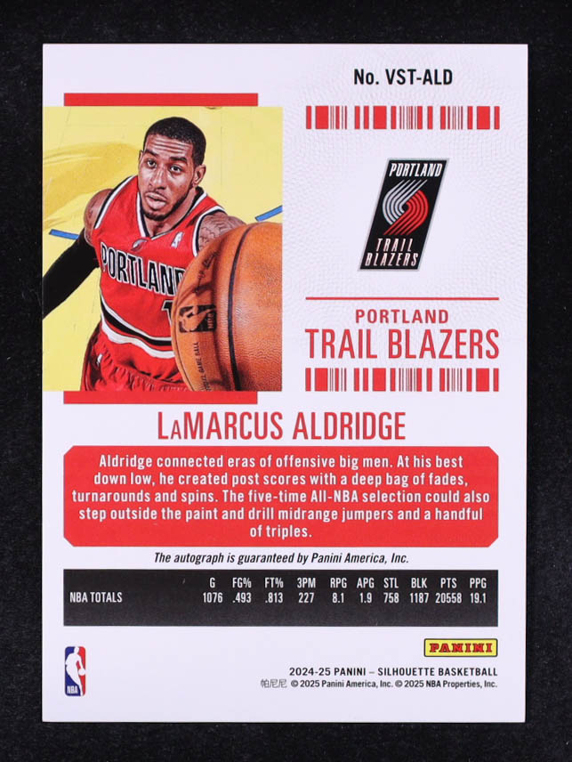 LaMarcus Aldridge 2024-25 Panini Silhouette Veteran Season Ticket Autographs FOTL Red #22 #4/7 at PristineAuction.com LaMarcus Aldridge 2024-25 Panini Silhouette Veteran Season Ticket Autographs FOTL Red #22 #4/7 at PristineAuction.com
