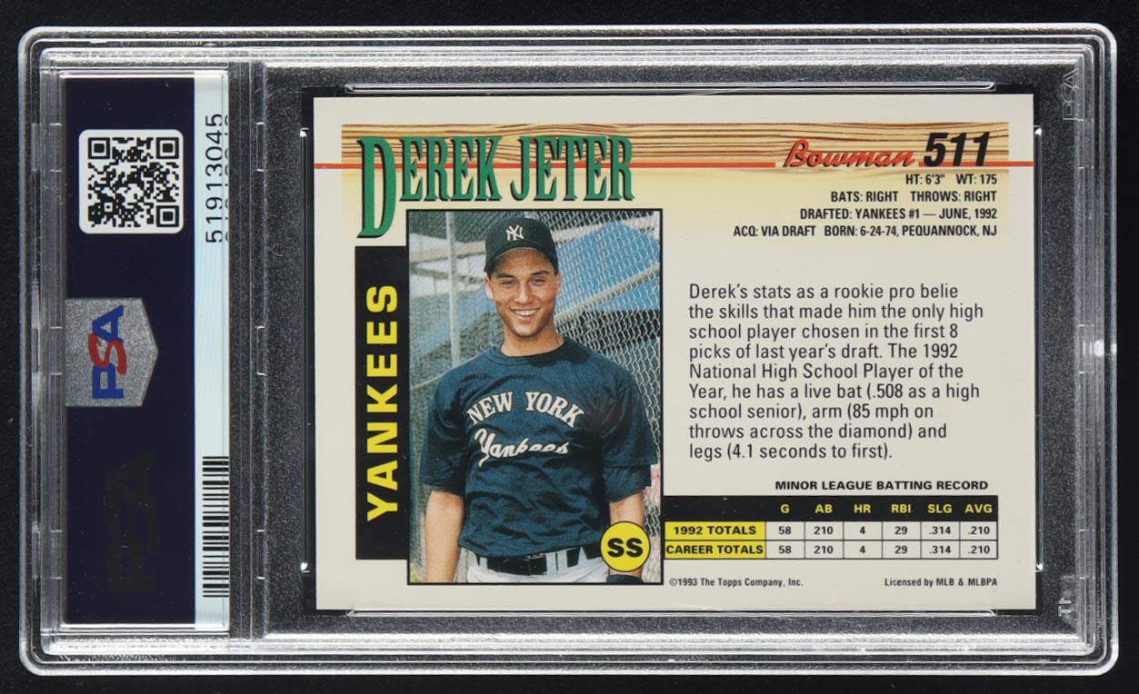 Derek Jeter 1993 Bowman #511 RC (PSA 8) at PristineAuction.com Derek Jeter 1993 Bowman #511 RC (PSA 8) at PristineAuction.com