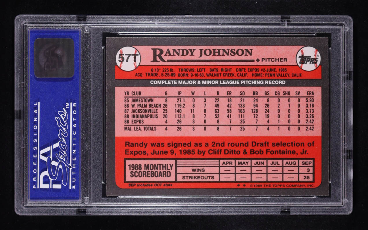 Randy Johnson 1989 Topps Traded #57T (PSA 9) at PristineAuction.com Randy Johnson 1989 Topps Traded #57T (PSA 9) at PristineAuction.com