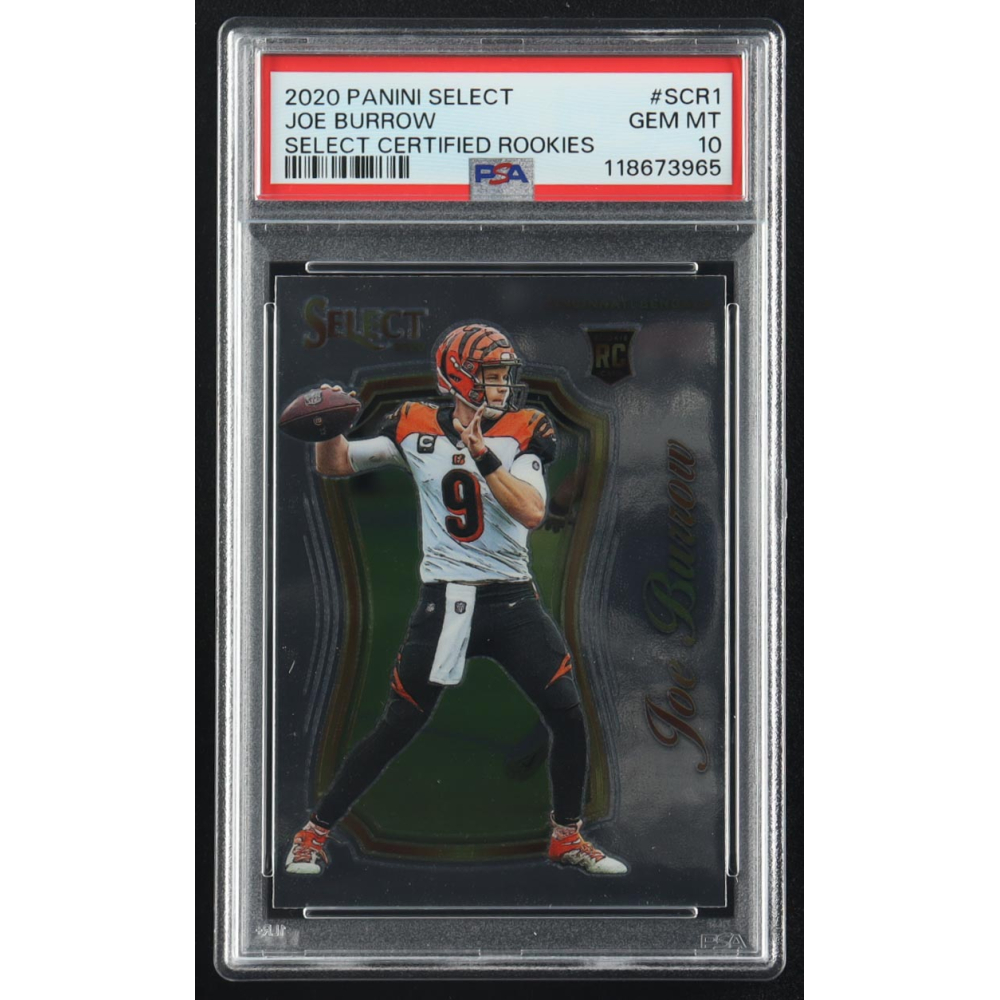 Joe Burrow 2020 Panini Select Certified Rookies #SCR-1 RC (PSA 10) at PristineAuction.com