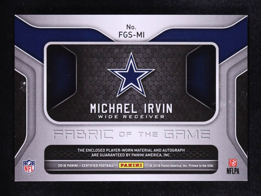 Michael Irvin 2018 Certified Fabric of the Game Signatures Prime #2 #5/5 at PristineAuction.com Michael Irvin 2018 Certified Fabric of the Game Signatures Prime #2 #5/5 at PristineAuction.com