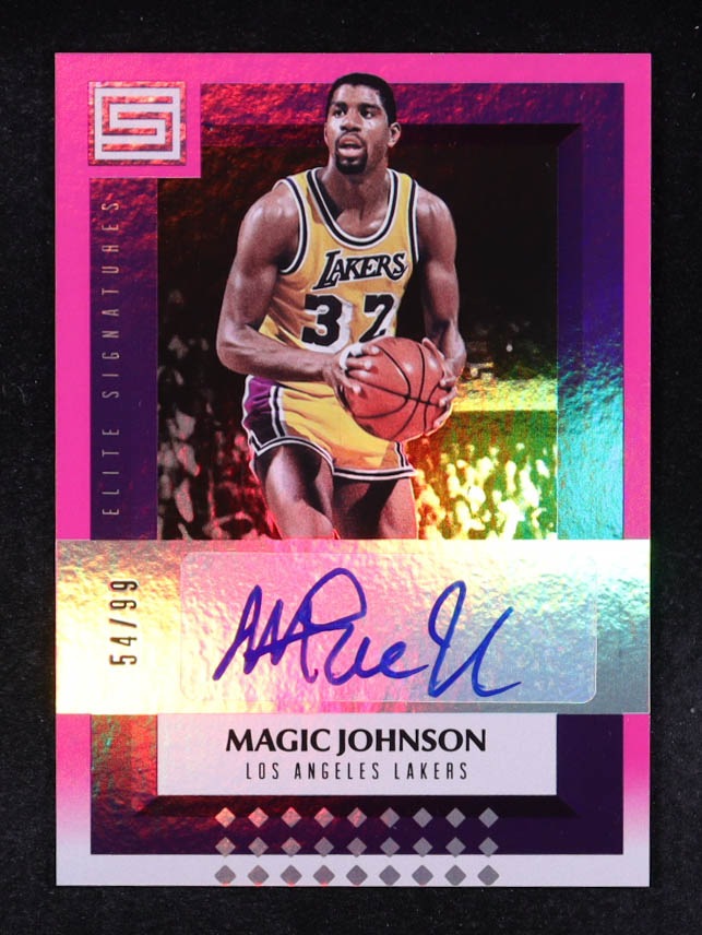 Magic Johnson 2017-18 Panini Status Elite Signatures Pink #2 #54/99 at PristineAuction.com Magic Johnson 2017-18 Panini Status Elite Signatures Pink #2 #54/99 at PristineAuction.com