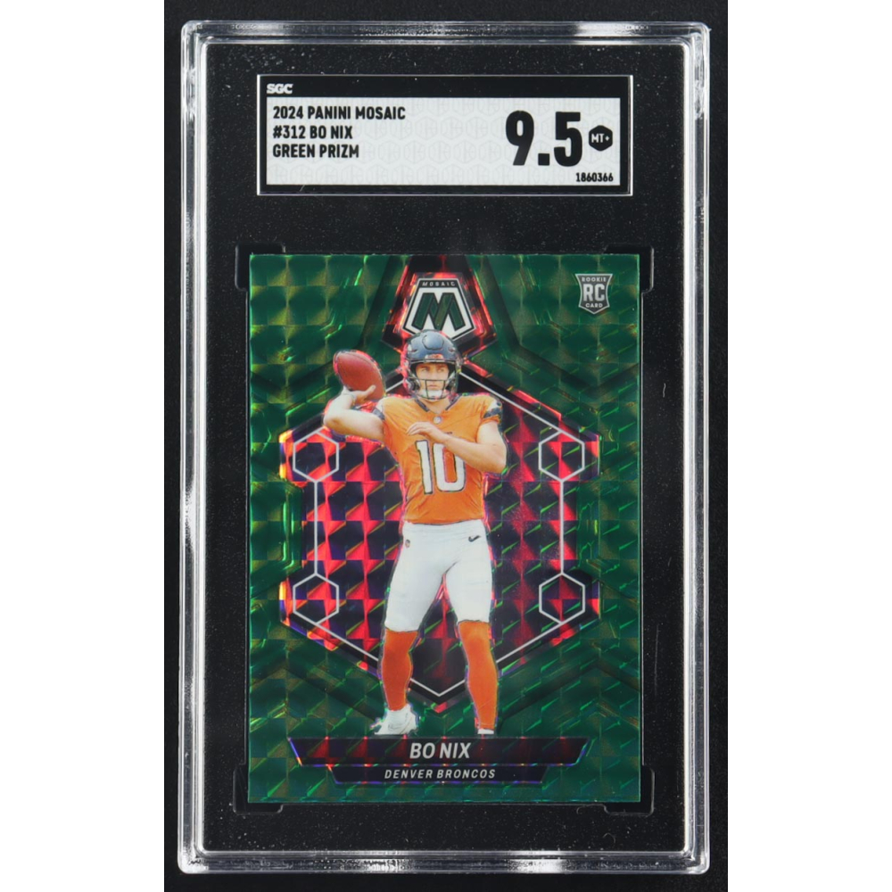 Bo Nix 2024 Panini Mosaic Green Prizm #312 RC (SGC 9.5) at PristineAuction.com