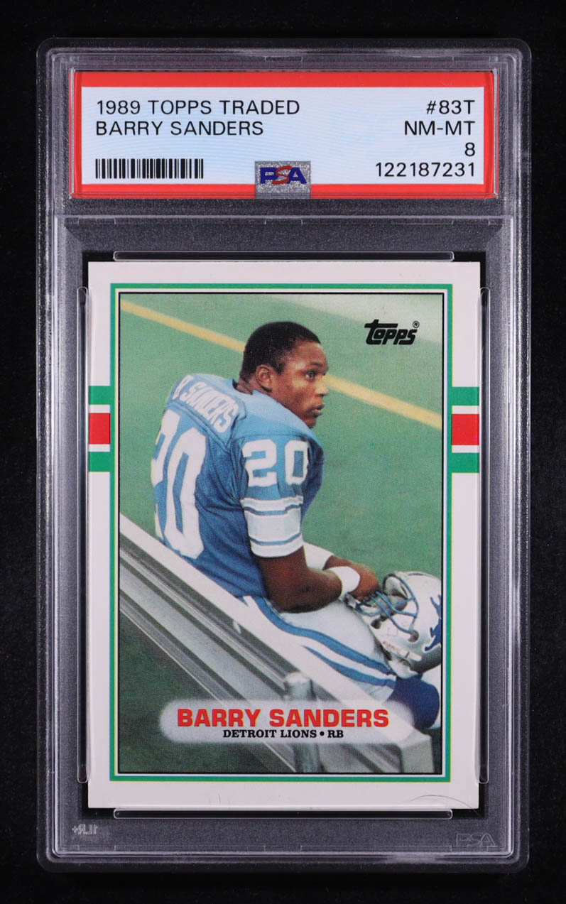 Barry Sanders 1989 Topps Traded #83T RC (PSA 8) at PristineAuction.com Barry Sanders 1989 Topps Traded #83T RC (PSA 8) at PristineAuction.com