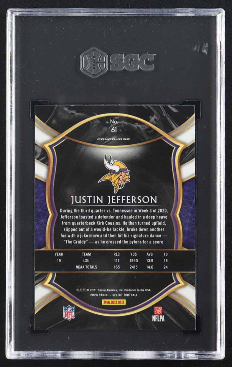 Justin Jefferson 2020 Panini Select #61 RC (SGC 9.5) at PristineAuction.com Justin Jefferson 2020 Panini Select #61 RC (SGC 9.5) at PristineAuction.com