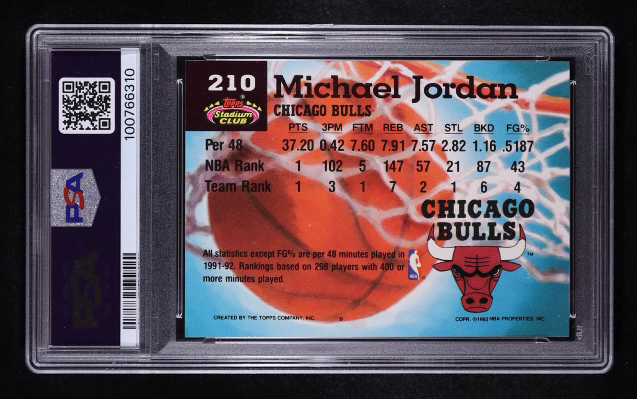 Michael Jordan 1992-93 Stadium Club #210 MC (PSA 9) at PristineAuction.com Michael Jordan 1992-93 Stadium Club #210 MC (PSA 9) at PristineAuction.com