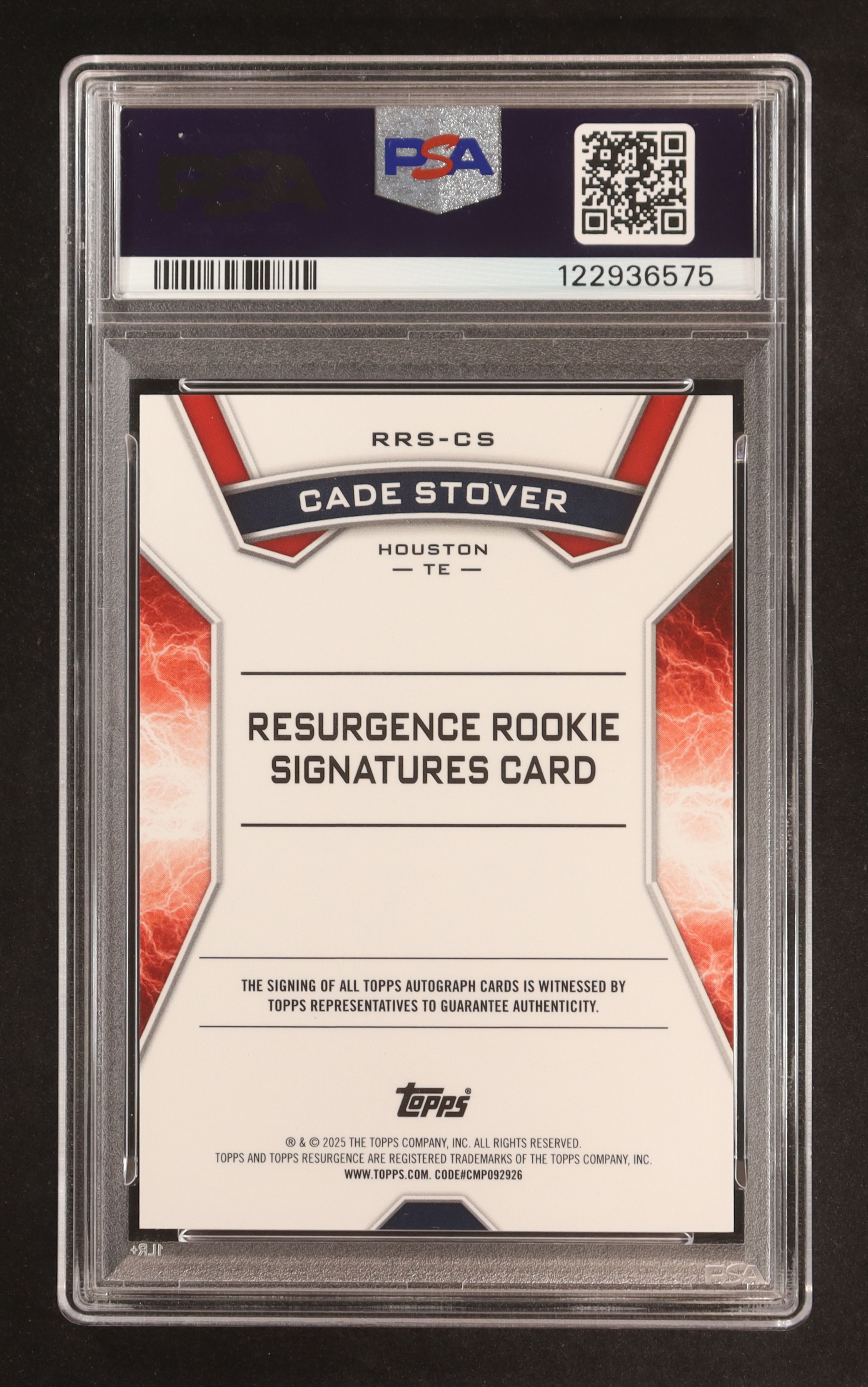 Cade Stover 2024 Topps Resurgence Resurgence Rookie Signatures White Surge #RRSCS RC #100/125 (PSA 9 | Autograph Graded PSA 10) at PristineAuction.com Cade Stover 2024 Topps Resurgence Resurgence Rookie Signatures White Surge #RRSCS RC #100/125 (PSA 9 | Autograph Graded PSA 10) at PristineAuction.com