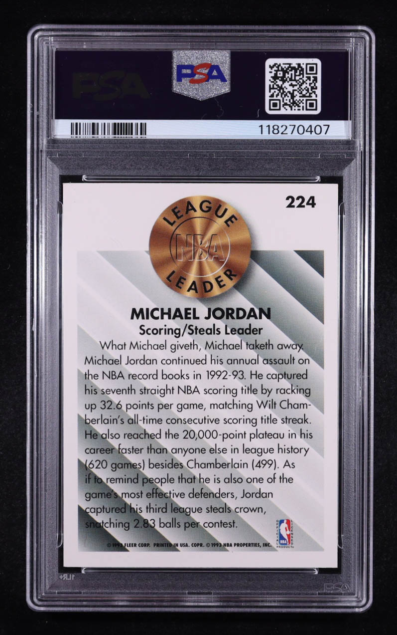 Michael Jordan 1993-94 Fleer #224 LL (PSA 8) at PristineAuction.com Michael Jordan 1993-94 Fleer #224 LL (PSA 8) at PristineAuction.com