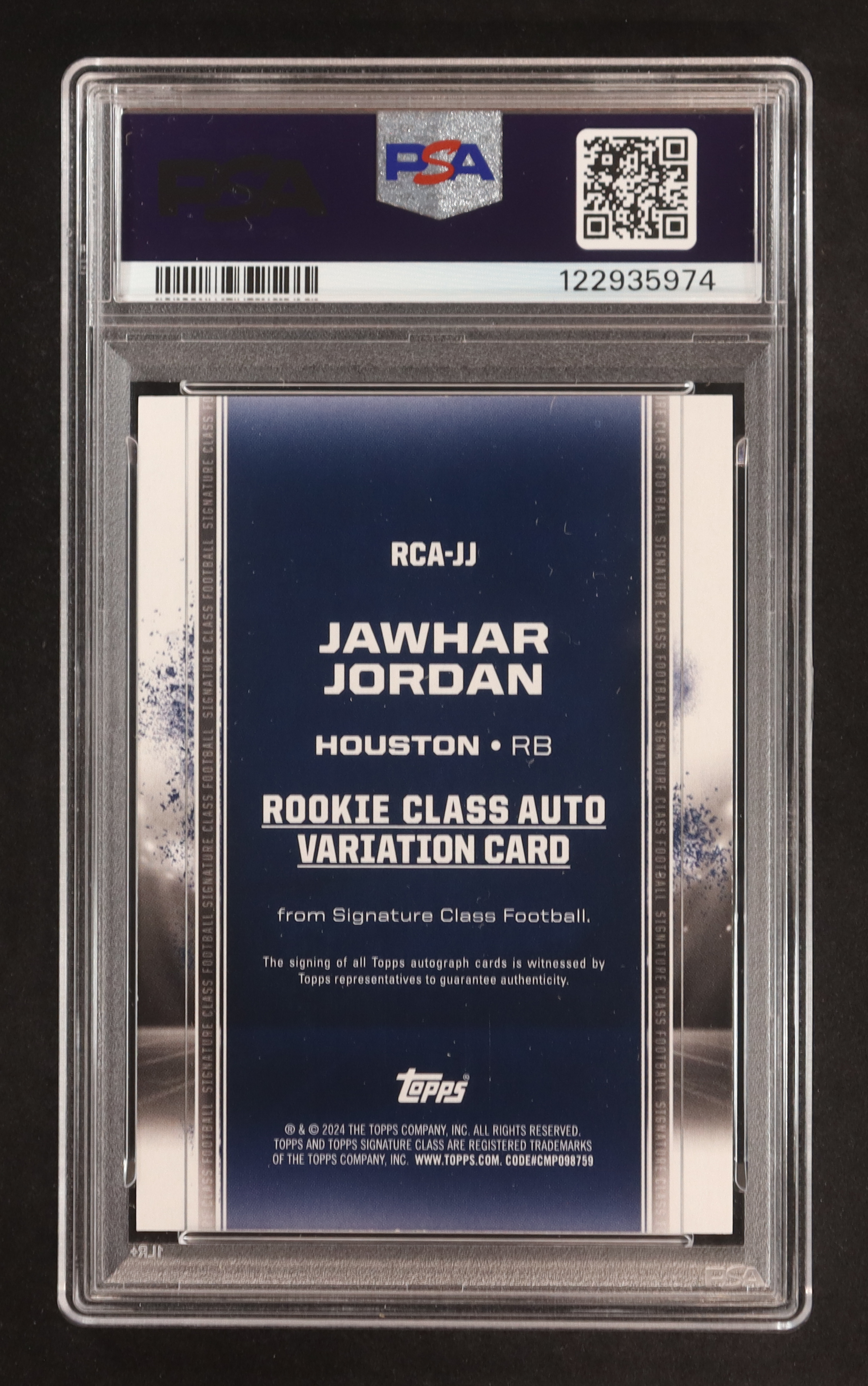 Jawhar Jordan 2024 Topps Signature Class Rookie Autographs Teal #RCA-JJ CLASS I RC #208/225 (PSA 8 | Autograph Graded PSA 10) at PristineAuction.com Jawhar Jordan 2024 Topps Signature Class Rookie Autographs Teal #RCA-JJ CLASS I RC #208/225 (PSA 8 | Autograph Graded PSA 10) at PristineAuction.com