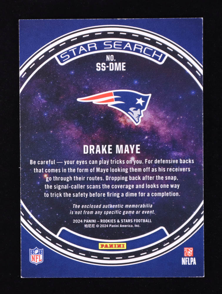 Drake Maye 2024 Rookies and Stars Star Search Jerseys #10 RC at PristineAuction.com Drake Maye 2024 Rookies and Stars Star Search Jerseys #10 RC at PristineAuction.com