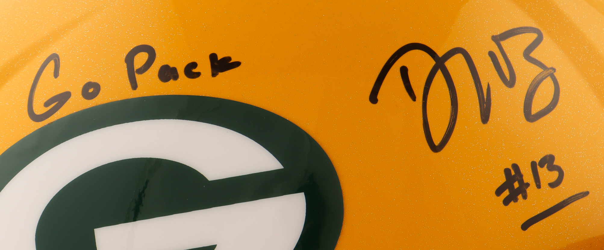 Dontayvion Wicks Signed Packers Full-Size Helmet Inscribed "Go Pack" (JSA) at PristineAuction.com Dontayvion Wicks Signed Packers Full-Size Helmet Inscribed "Go Pack" (JSA) at PristineAuction.com