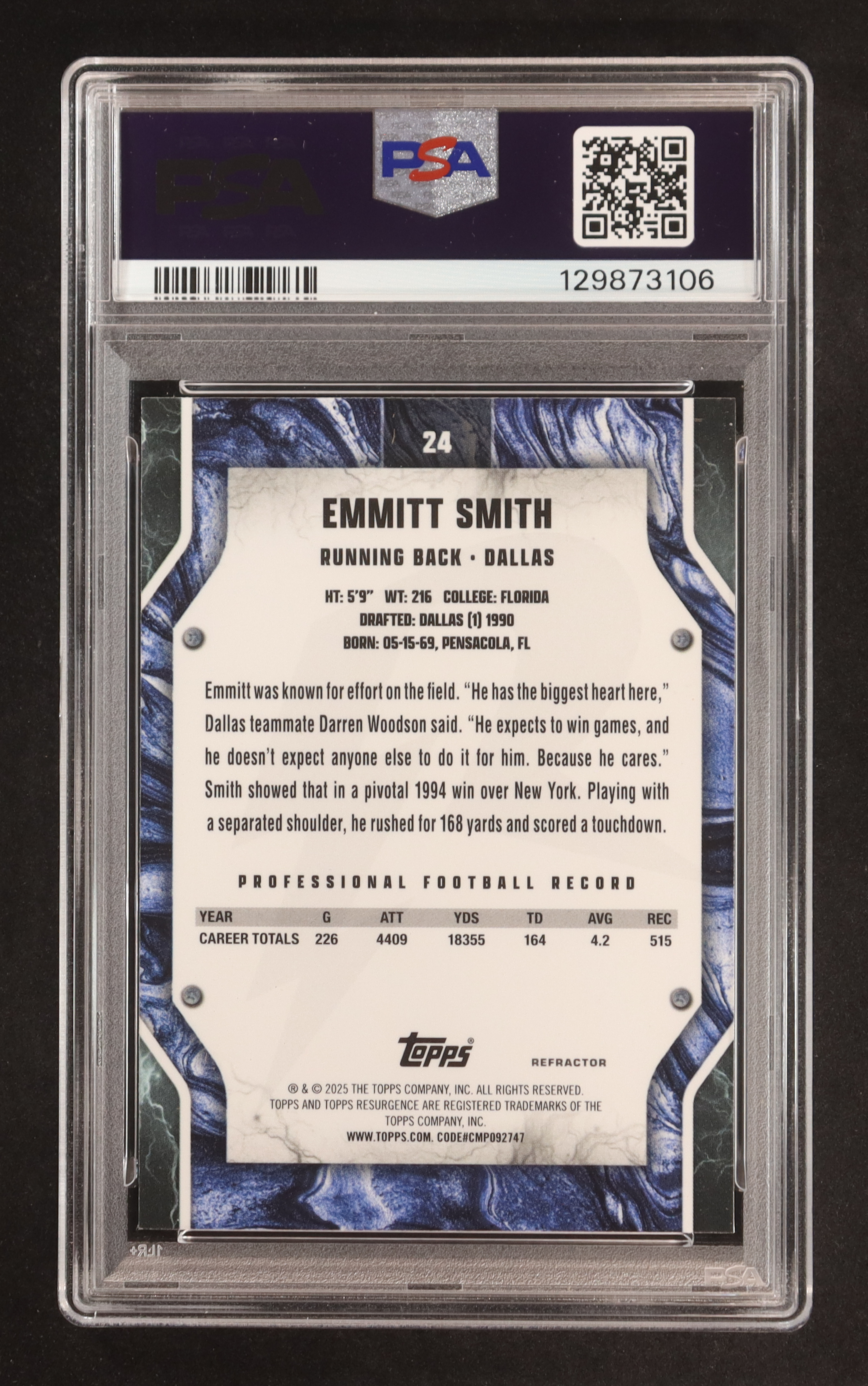 Emmitt Smith 2024 Topps Resurgence Refractors #24 (PSA 10) at PristineAuction.com Emmitt Smith 2024 Topps Resurgence Refractors #24 (PSA 10) at PristineAuction.com