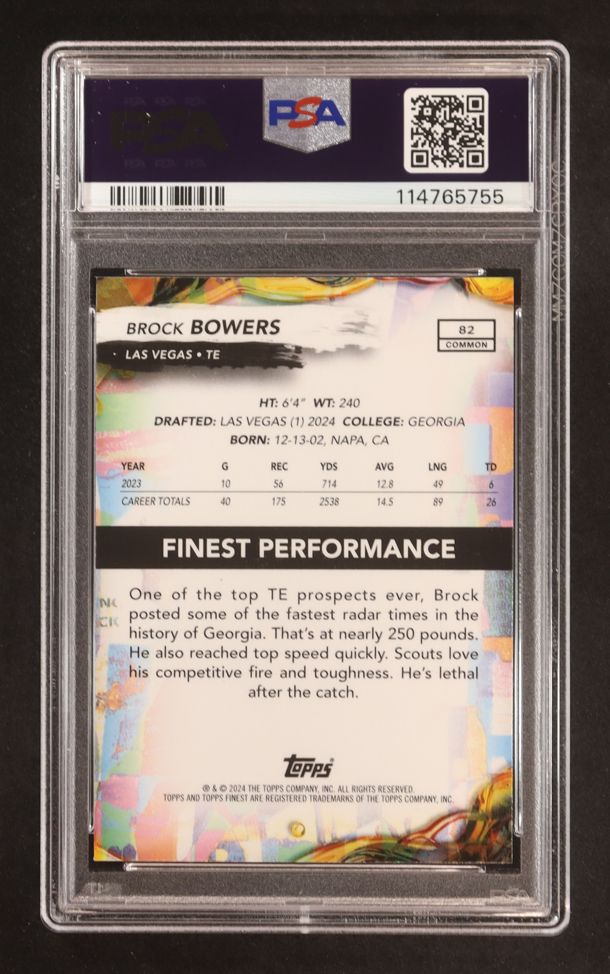 Brock Bowers 2024 Finest #82 RC (PSA 9) at PristineAuction.com Brock Bowers 2024 Finest #82 RC (PSA 9) at PristineAuction.com