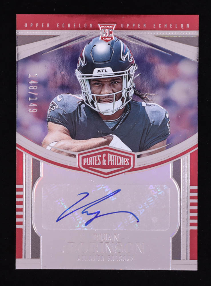 Bijan Robinson 2023 Panini Plates and Patches Rookie Upper Echelon Autographs #3 RC #148/149 at PristineAuction.com Bijan Robinson 2023 Panini Plates and Patches Rookie Upper Echelon Autographs #3 RC #148/149 at PristineAuction.com