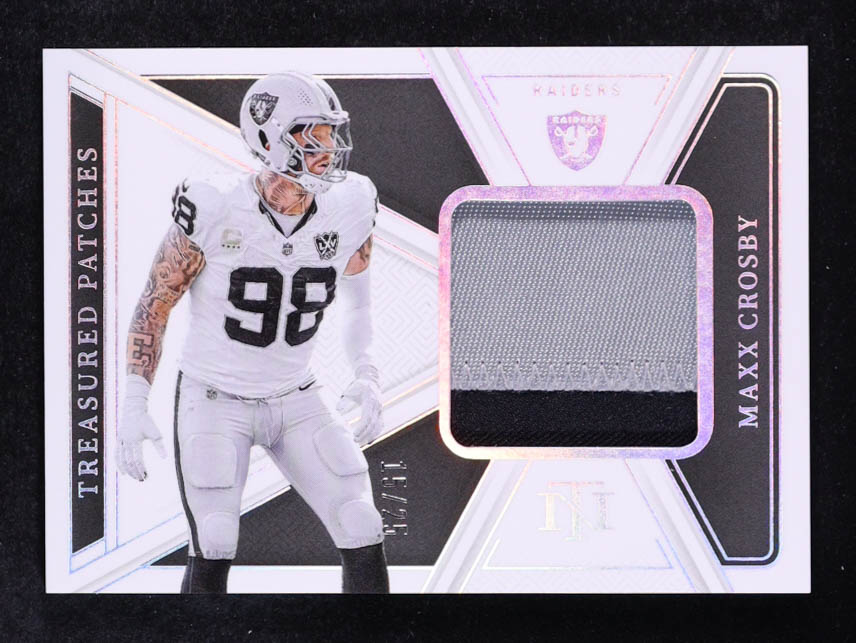 Maxx Crosby 2024 Panini National Treasures Treasured Patches Holo Silver #54 #15/25 at PristineAuction.com Maxx Crosby 2024 Panini National Treasures Treasured Patches Holo Silver #54 #15/25 at PristineAuction.com