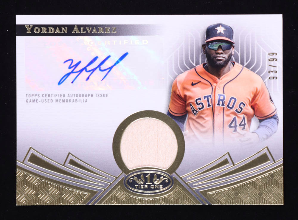 Yordan Alvarez 2023 Topps Tier One Autograph Relics #T1ARYA #93/99 at PristineAuction.com Yordan Alvarez 2023 Topps Tier One Autograph Relics #T1ARYA #93/99 at PristineAuction.com