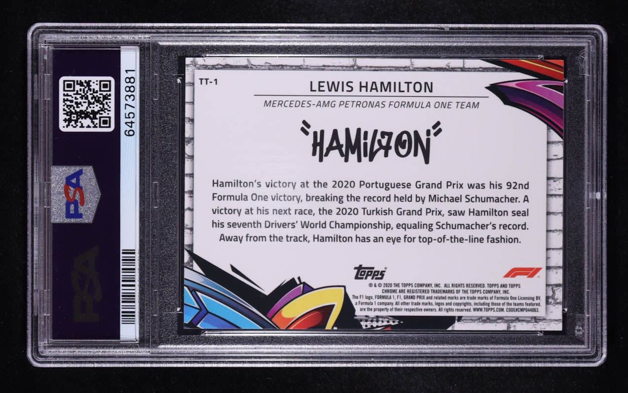 Lewis Hamilton 2020 Topps Chrome Formula 1 Track Tags #TT1 (PSA 8) at PristineAuction.com Lewis Hamilton 2020 Topps Chrome Formula 1 Track Tags #TT1 (PSA 8) at PristineAuction.com