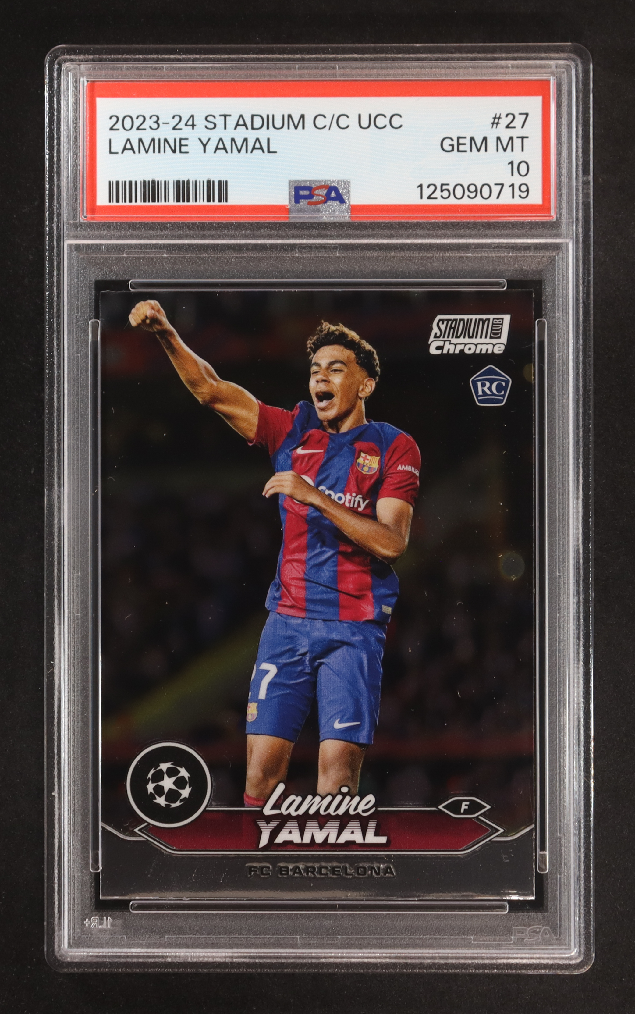 Lamine Yamal 2023-24 Stadium Club Chrome UEFA Champions League #27 RC (PSA 10) at PristineAuction.com Lamine Yamal 2023-24 Stadium Club Chrome UEFA Champions League #27 RC (PSA 10) at PristineAuction.com