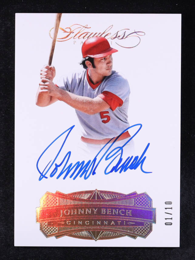 Johnny Bench 2017 Panini Flawless Signatures Gold #34 #01/10 at PristineAuction.com Johnny Bench 2017 Panini Flawless Signatures Gold #34 #01/10 at PristineAuction.com
