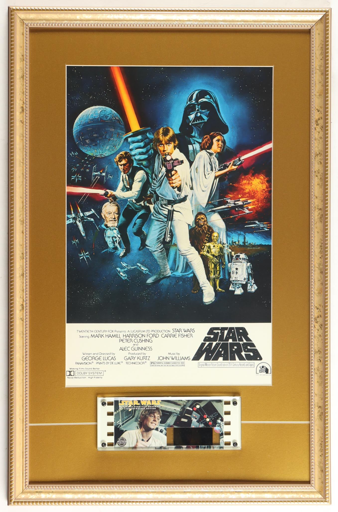"Star Wars: A New Hope" Custom Framed Poster Print Display With 70mm Collectible Film Cel at PristineAuction.com "Star Wars: A New Hope" Custom Framed Poster Print Display With 70mm Collectible Film Cel at PristineAuction.com
