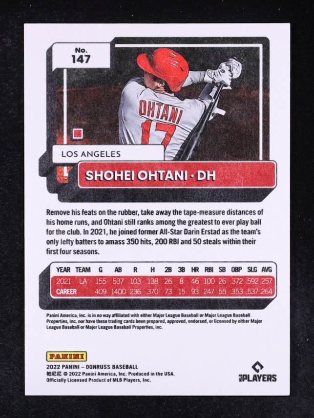 Shohei Ohtani 2022 Donruss America #147 #39/50 at PristineAuction.com Shohei Ohtani 2022 Donruss America #147 #39/50 at PristineAuction.com