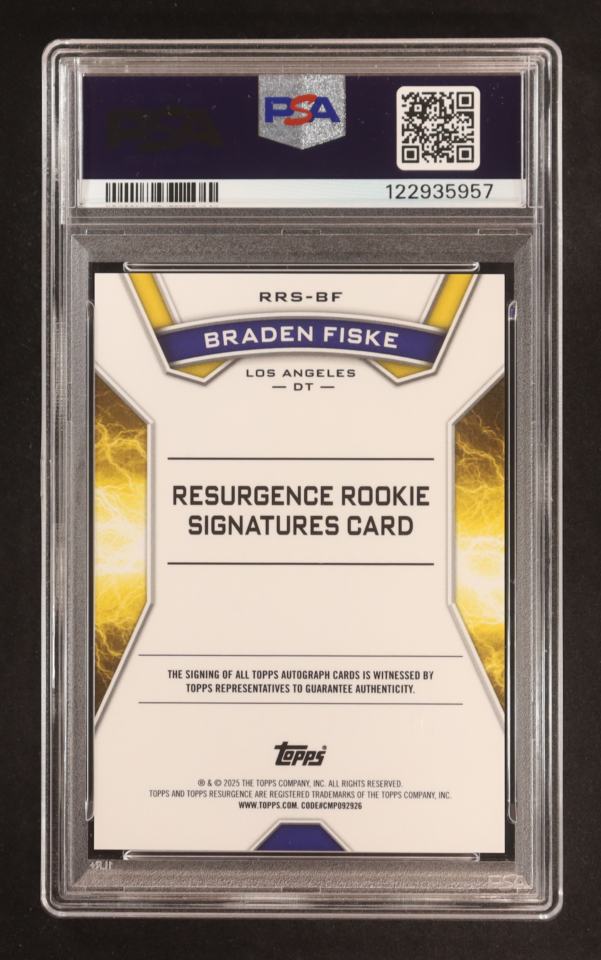Braden Fiske 2024 Topps Resurgence Resurgence Rookie Signatures #RRSBF RC (PSA 9 | Autograph Graded PSA 10) at PristineAuction.com Braden Fiske 2024 Topps Resurgence Resurgence Rookie Signatures #RRSBF RC (PSA 9 | Autograph Graded PSA 10) at PristineAuction.com