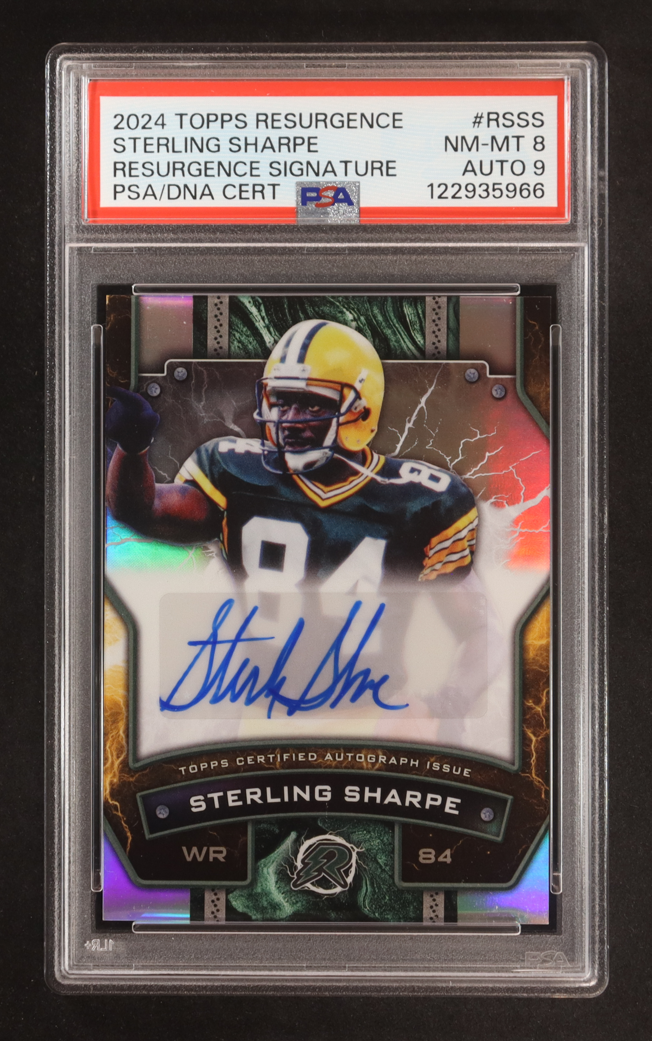 Sterling Sharpe 2024 Topps Resurgence Resurgence Signatures #RSSS (PSA 8 | Autograph Graded PSA 9) at PristineAuction.com Sterling Sharpe 2024 Topps Resurgence Resurgence Signatures #RSSS (PSA 8 | Autograph Graded PSA 9) at PristineAuction.com