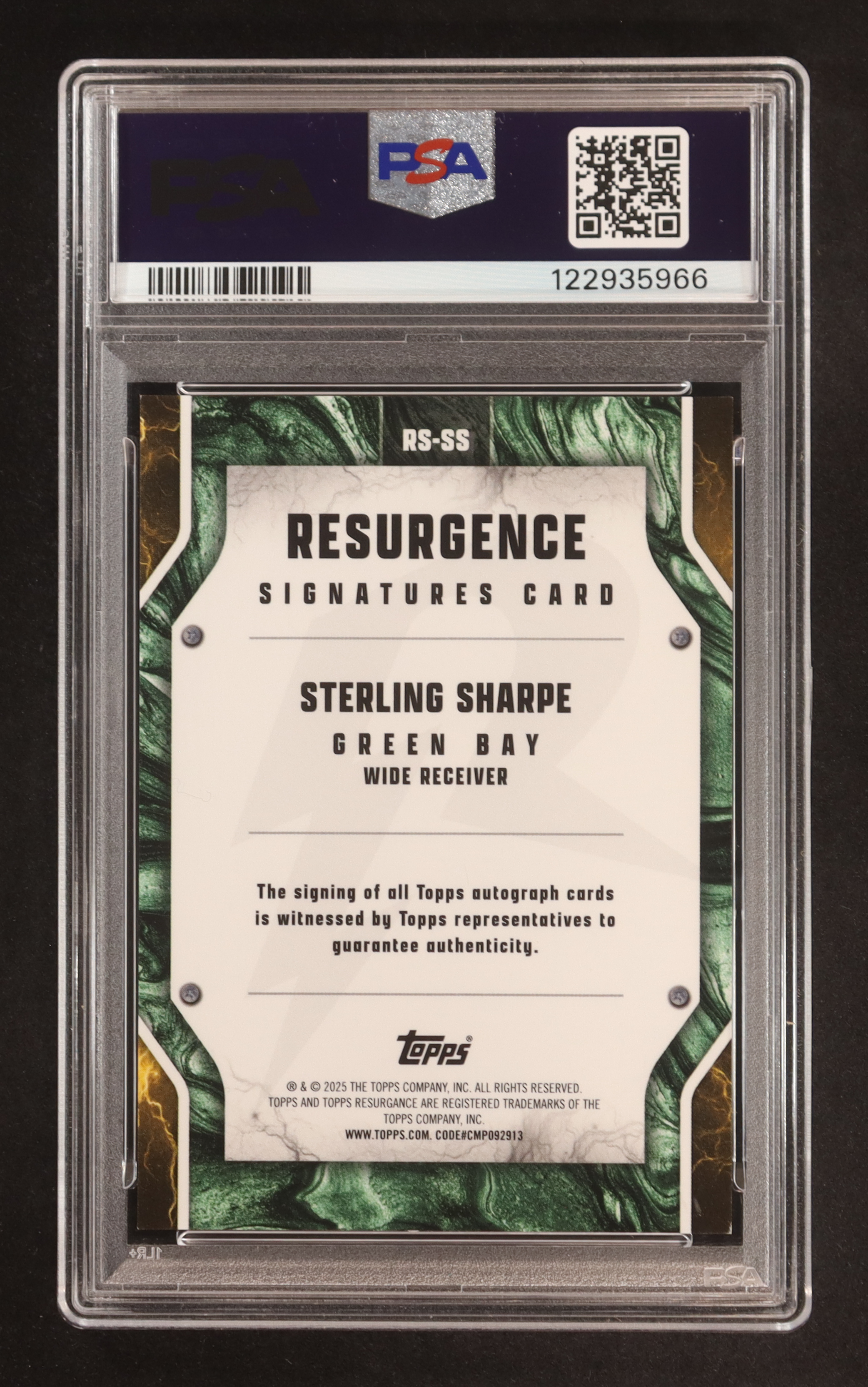 Sterling Sharpe 2024 Topps Resurgence Resurgence Signatures #RSSS (PSA 8 | Autograph Graded PSA 9) at PristineAuction.com Sterling Sharpe 2024 Topps Resurgence Resurgence Signatures #RSSS (PSA 8 | Autograph Graded PSA 9) at PristineAuction.com