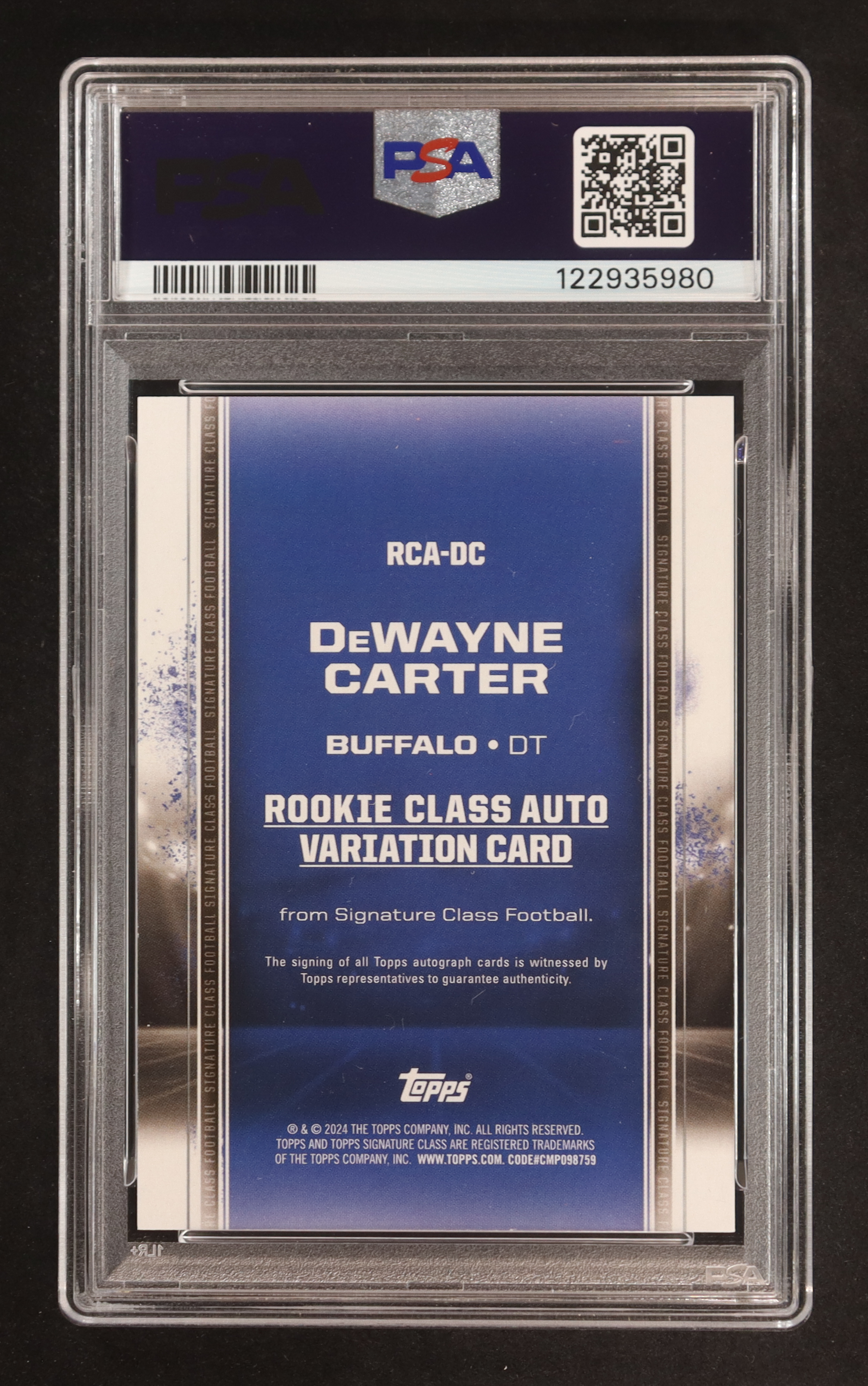 DeWayne Carter 2024 Topps Signature Class Rookie Autographs #RCA-DC CLASS I RC (PSA 9 | Autograph Graded PSA 10) at PristineAuction.com DeWayne Carter 2024 Topps Signature Class Rookie Autographs #RCA-DC CLASS I RC (PSA 9 | Autograph Graded PSA 10) at PristineAuction.com