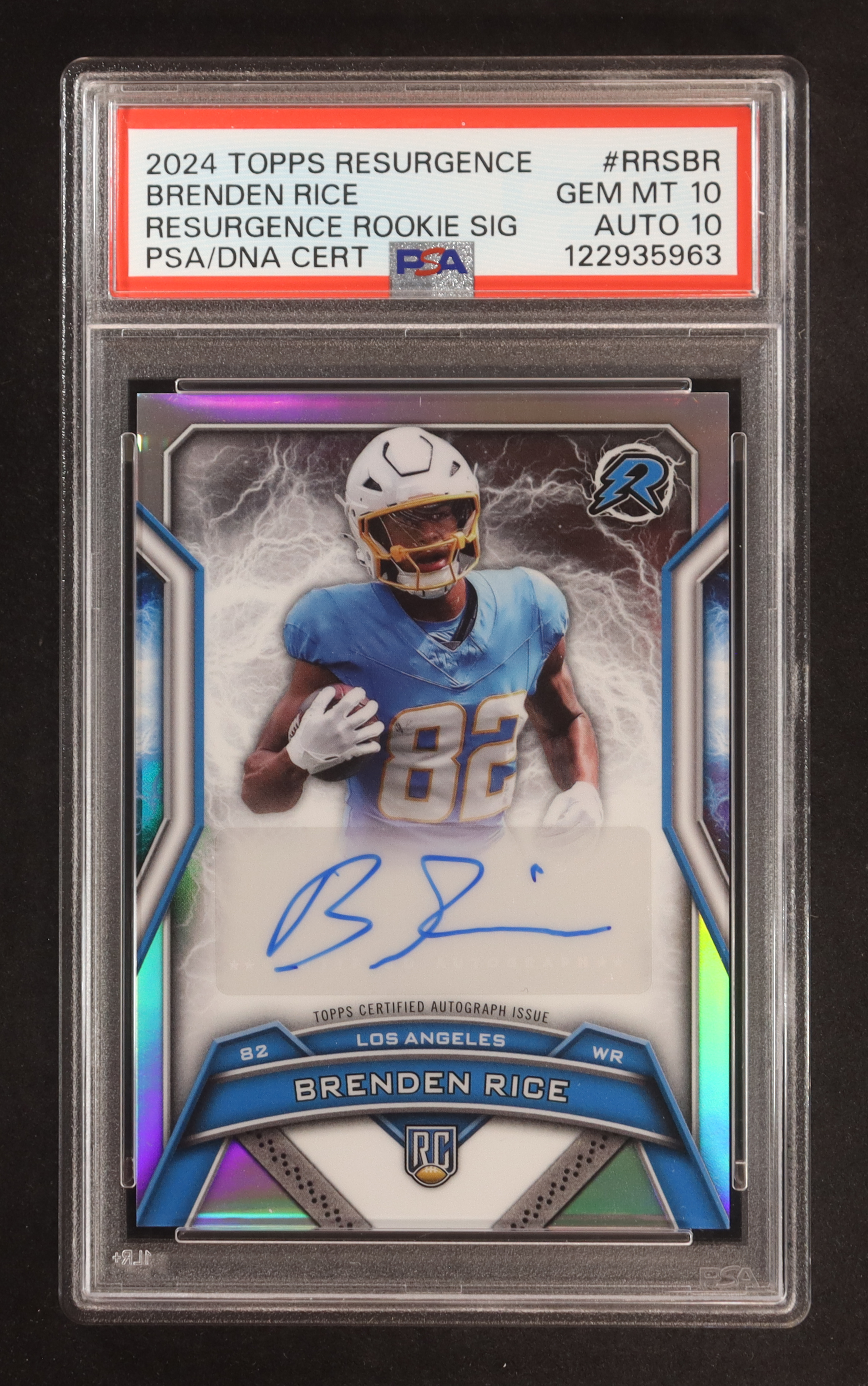 Brenden Rice 2024 Topps Resurgence Resurgence Rookie Signatures #RRSBR RC (PSA 10 | Autograph Graded PSA 10) at PristineAuction.com Brenden Rice 2024 Topps Resurgence Resurgence Rookie Signatures #RRSBR RC (PSA 10 | Autograph Graded PSA 10) at PristineAuction.com