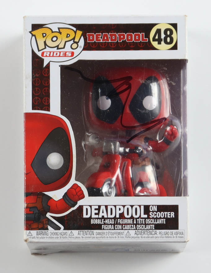 Ryan Reynolds Signed "Deadpool" #48 Deadpool on Scooter Bobble-Head Funko Pop! Vinyl Figure (ACOA) at PristineAuction.com Ryan Reynolds Signed "Deadpool" #48 Deadpool on Scooter Bobble-Head Funko Pop! Vinyl Figure (ACOA) at PristineAuction.com