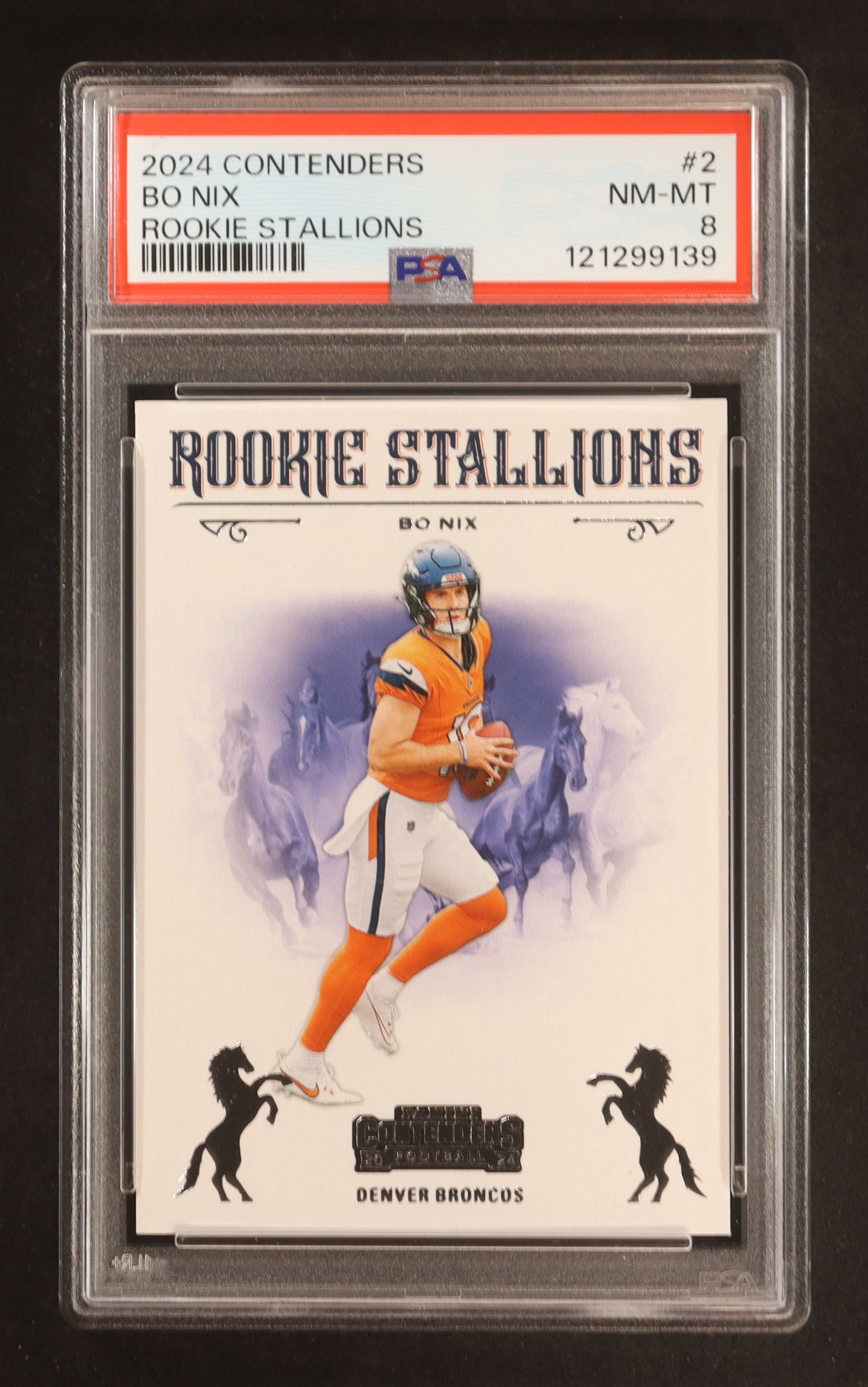 Bo Nix 2024 Panini Contenders Rookie Stallions #2 RC (PSA 8) at PristineAuction.com Bo Nix 2024 Panini Contenders Rookie Stallions #2 RC (PSA 8) at PristineAuction.com